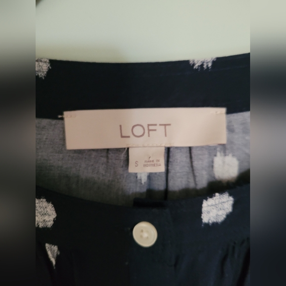 Loft Sz Sm Navy Dot Shirtdress - Picture 4 of 6